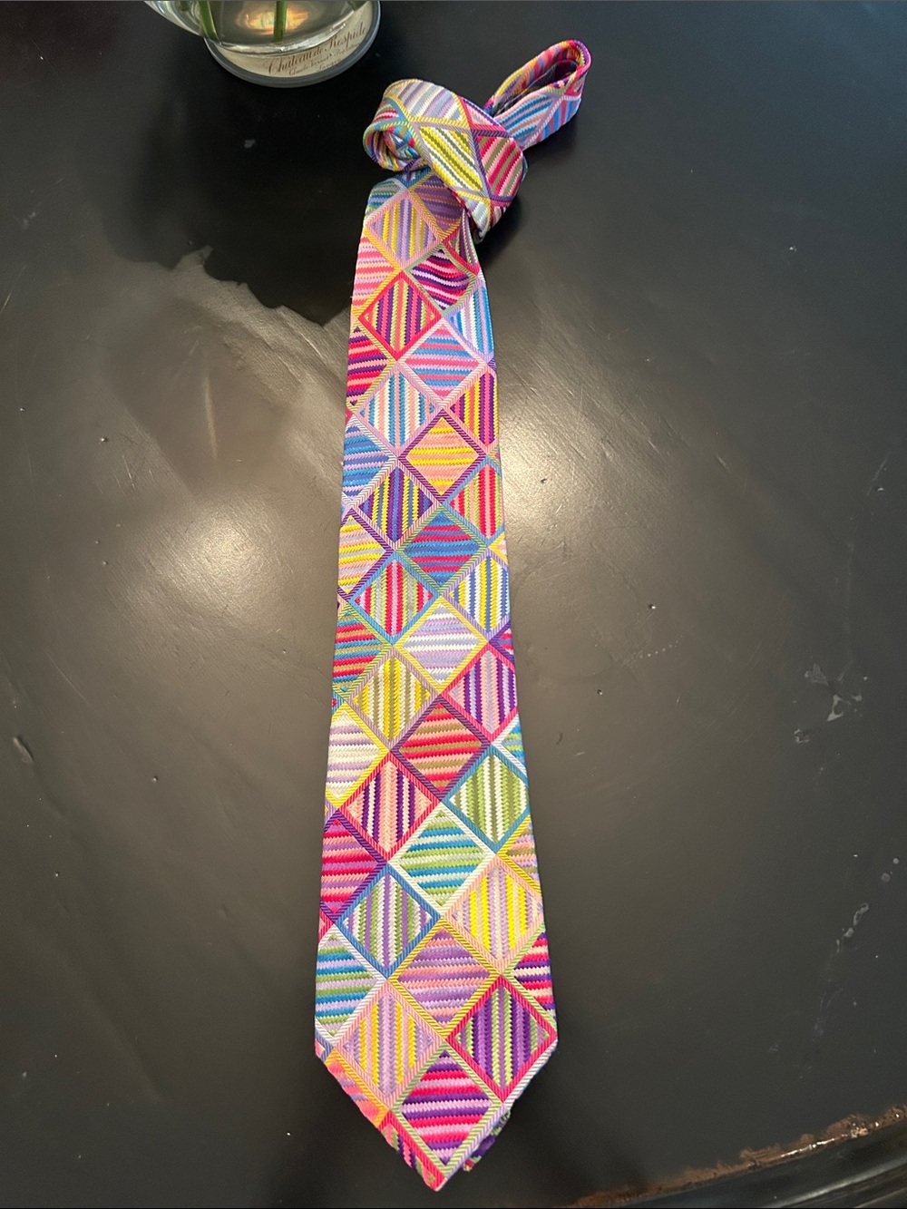 DUCHAMP Tie Vibrant Multicolor Geometric Pattern Tie NWOT